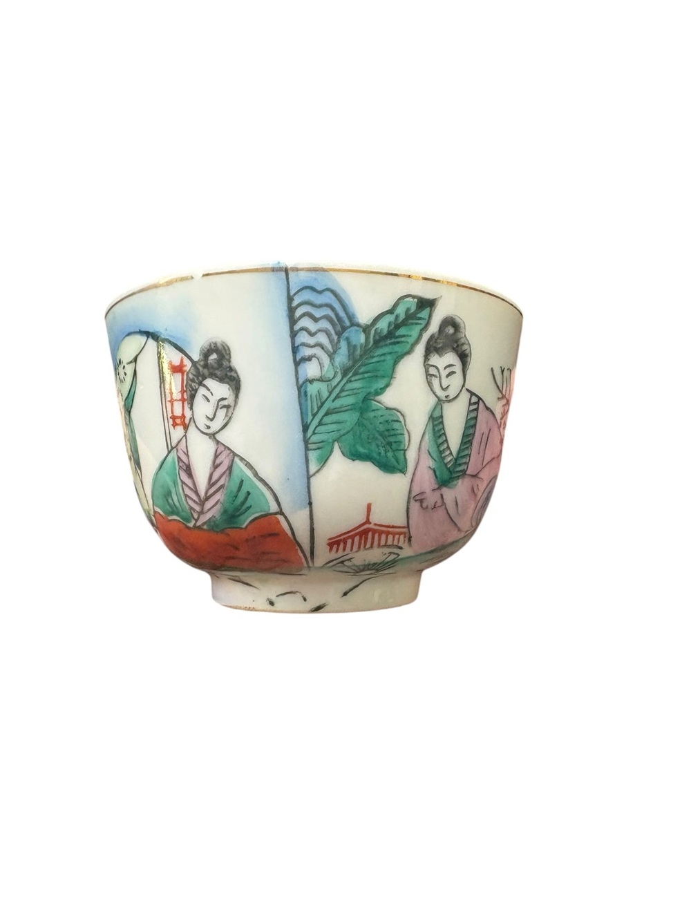 Vintage FS Louie Tea Cup midcentury 50s Hand-Painted Asian Porcelain Chinese